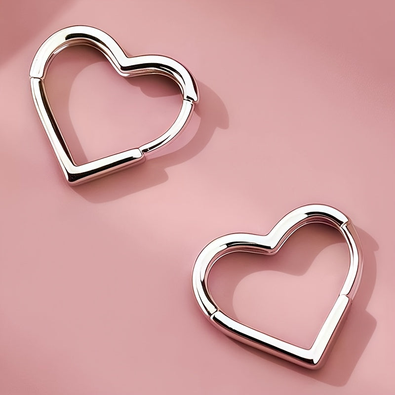 Heart-Shaped Stainless Steel Earrings in Gold