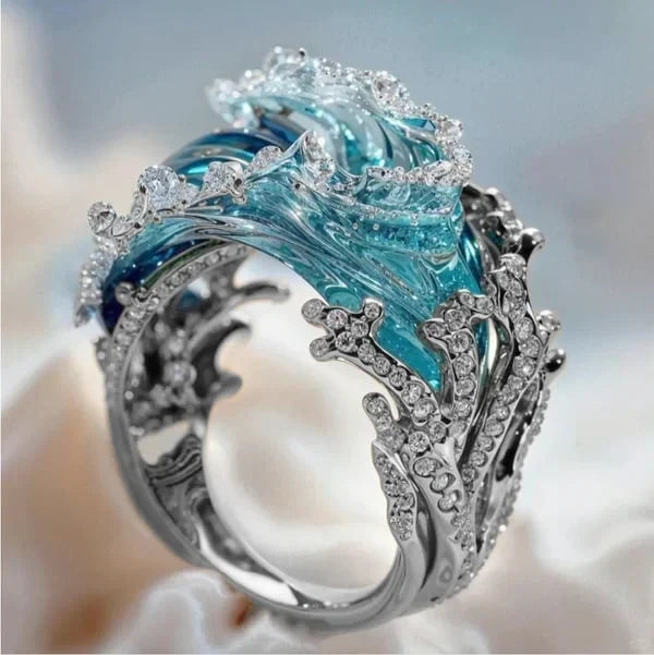 Azure Blue Promise Ring | Gold
