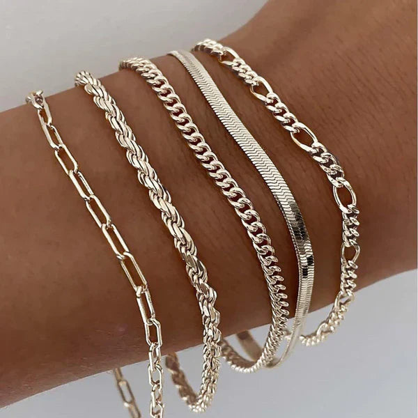 Bracelet set of 5 pieces in gold
