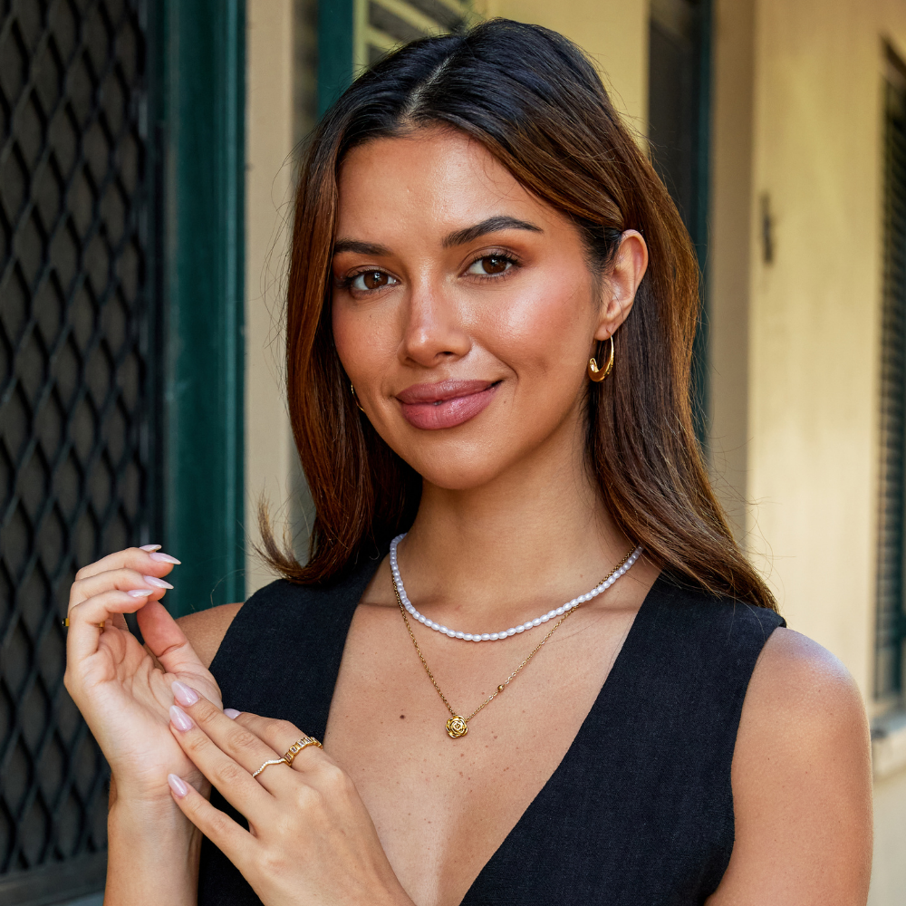 Necklace with Golden Rose Pendant
