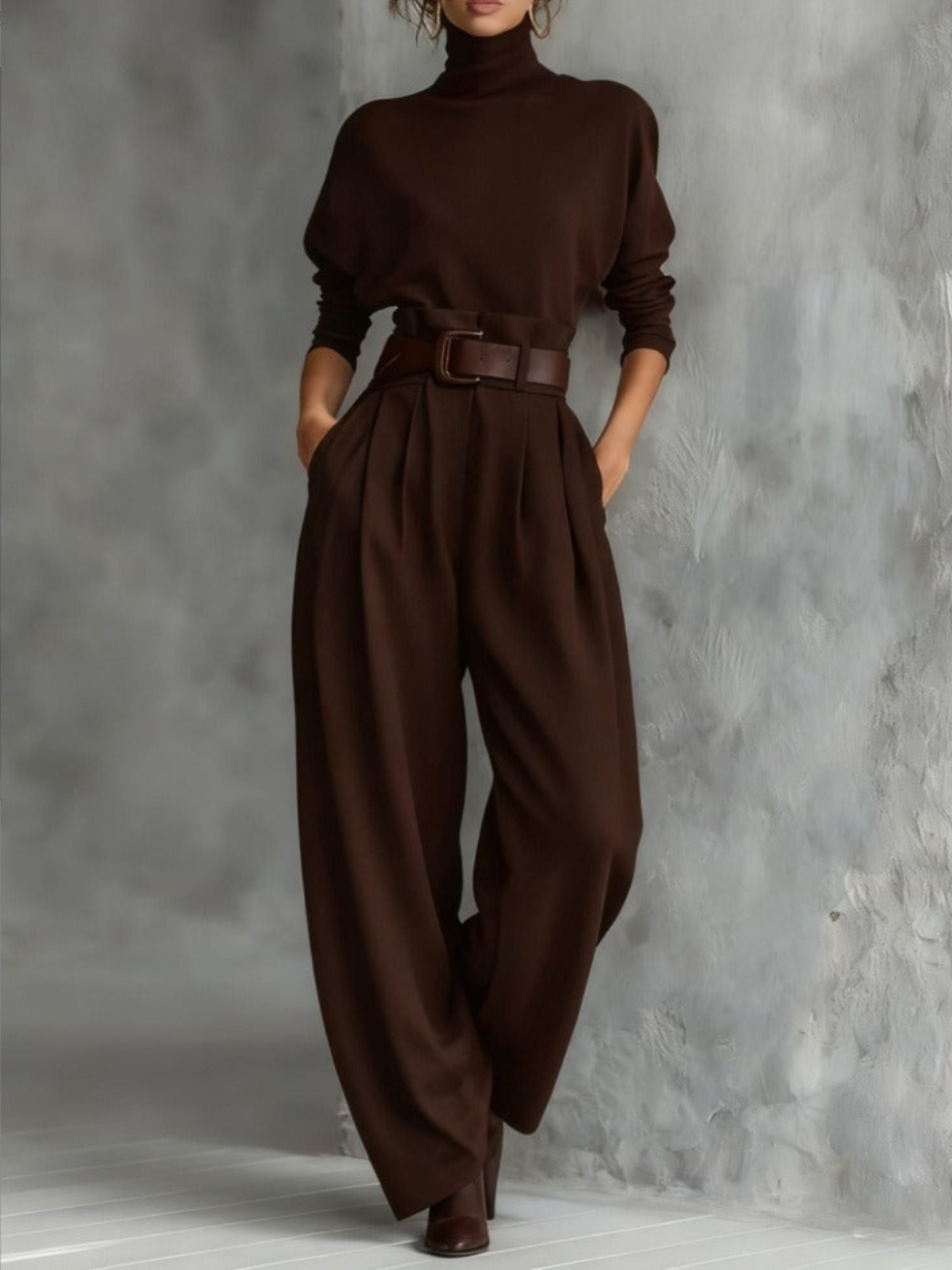 Jessica™ Elegant Top & Straight Trouser Set | Fitted Turtleneck and Tailored Trousers