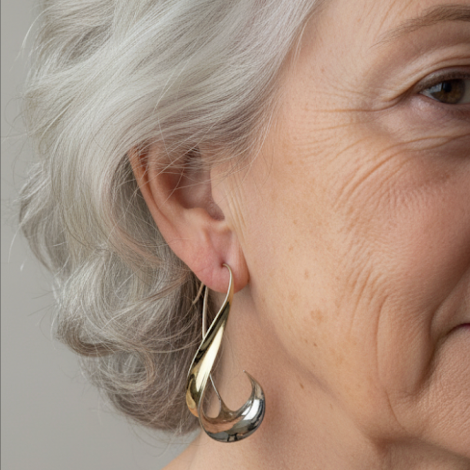 Vintage earrings with golden pendants