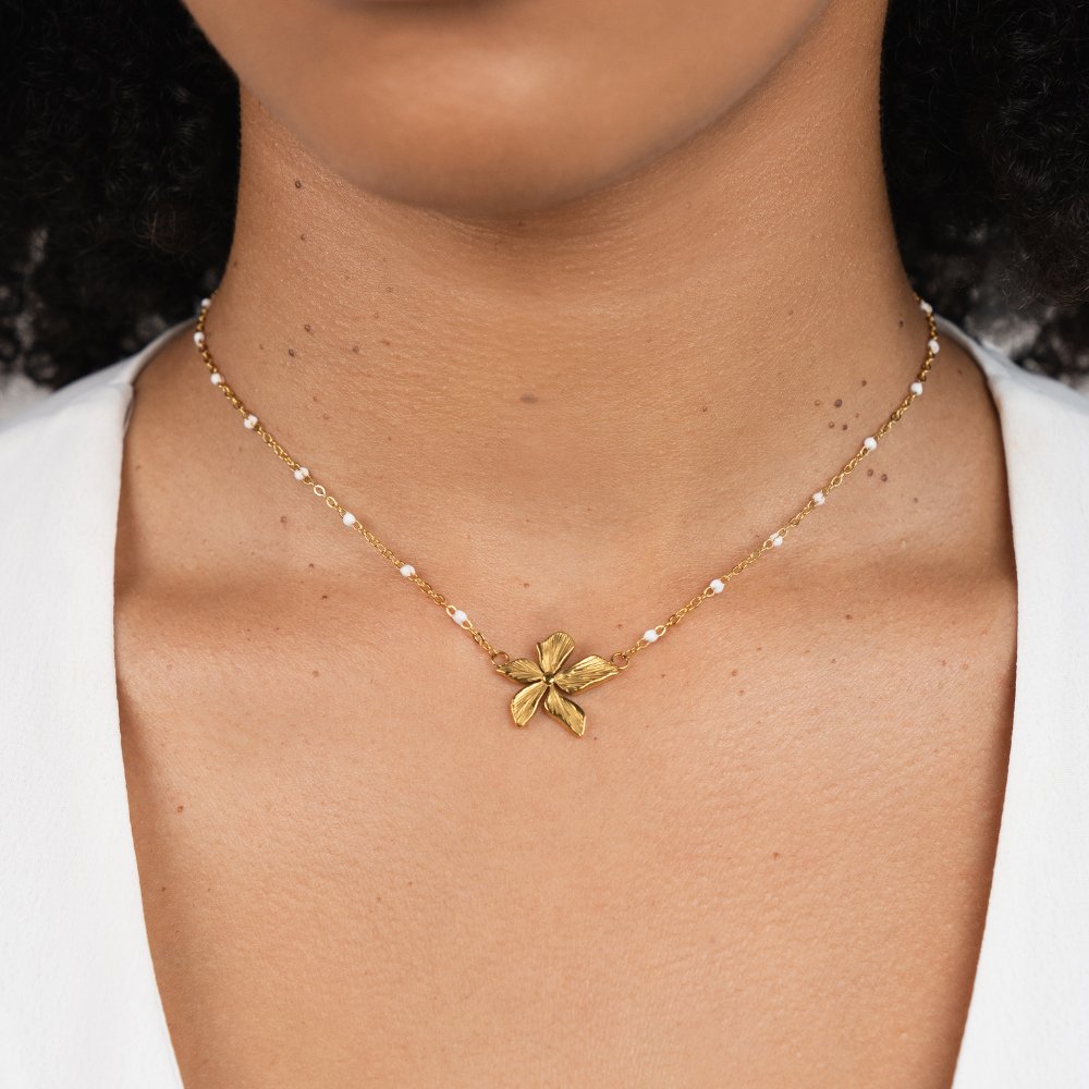 Elegant Necklace with Golden Flower