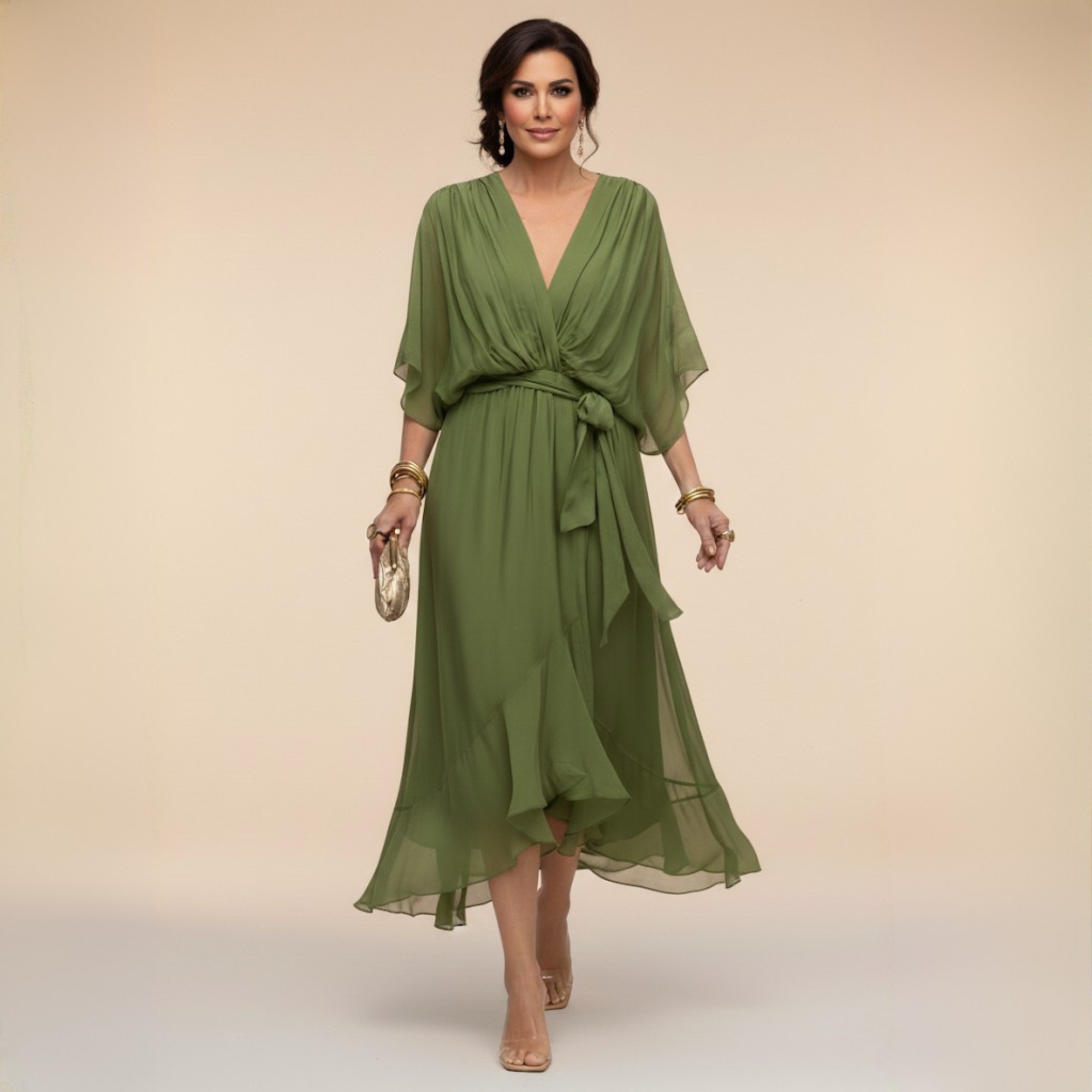 Serena™ | Flowing dress with a V-neck and ethereal elegance