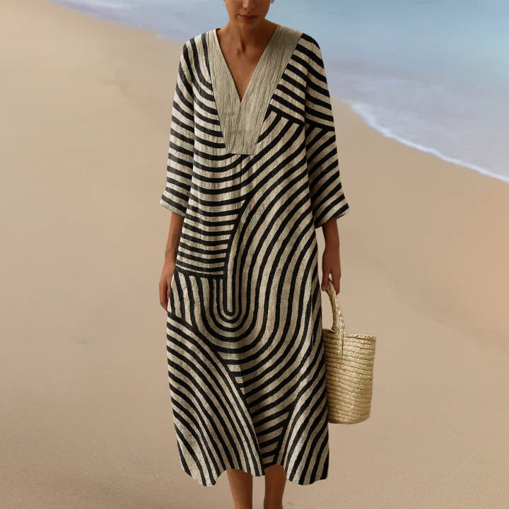 Elara™ Monochrome Maxi Dress
