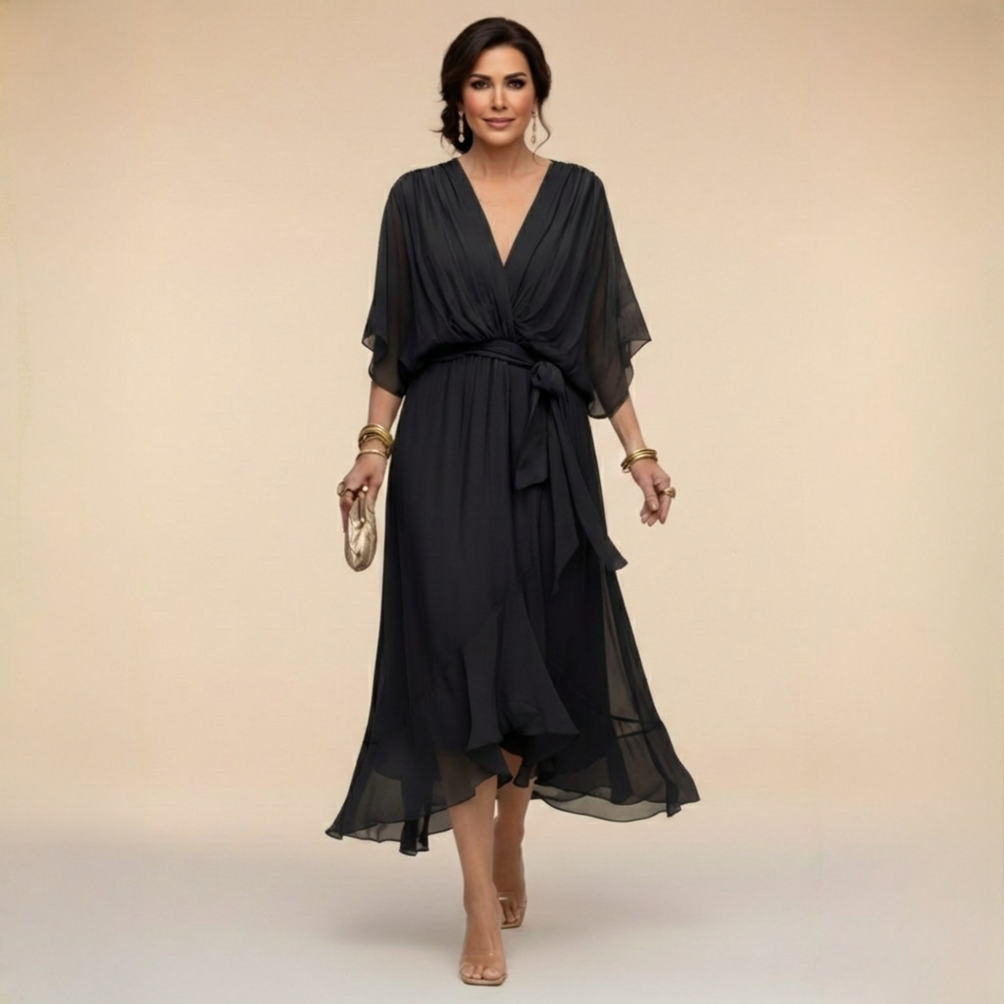 Serena™ | Flowing dress with a V-neck and ethereal elegance