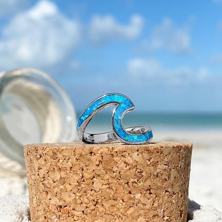 Silver Ring with Blue Opal