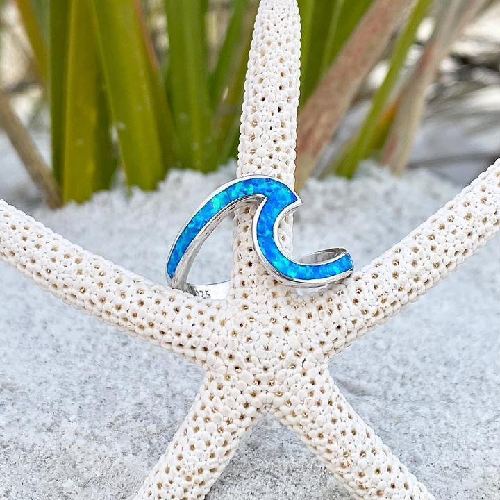 Silver Ring with Blue Opal