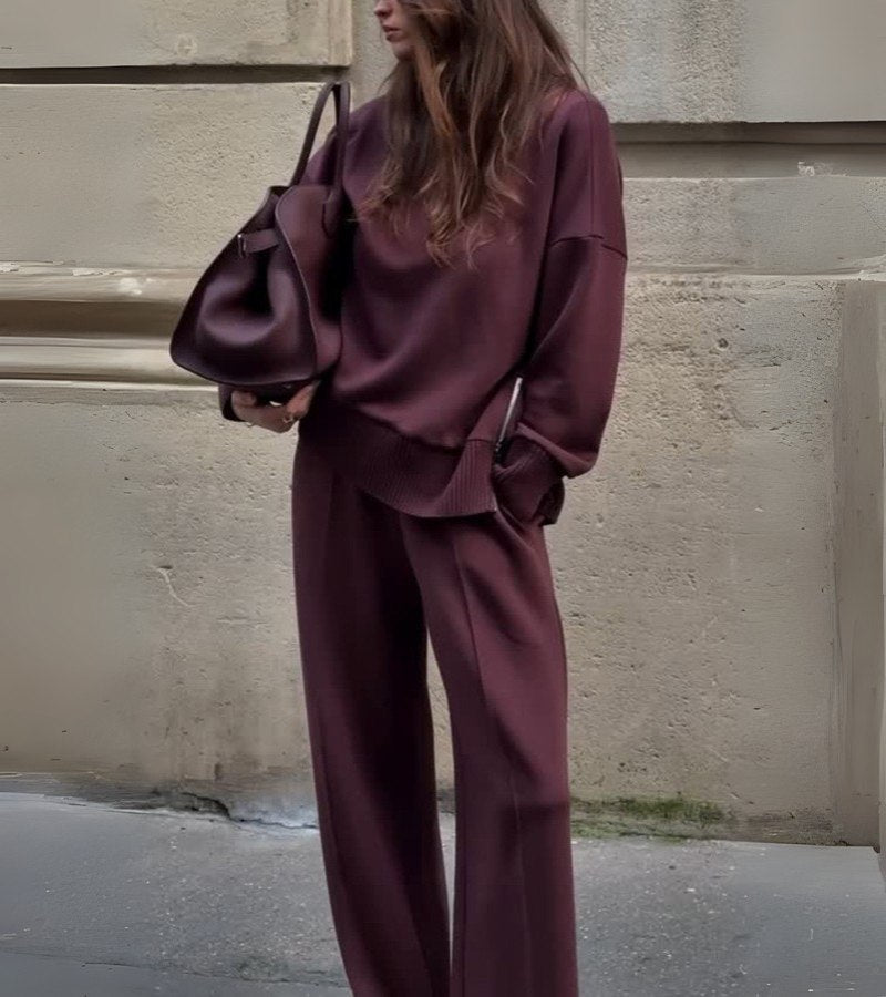 Elyza™ Soft Two-Piece Set | High Neck Top and Wide Trousers
