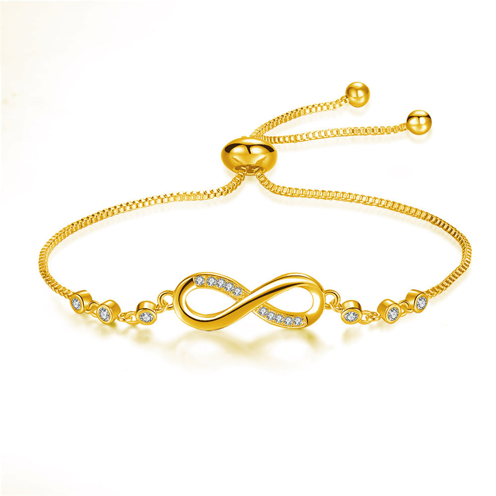 Chic adjustable bracelet in rose gold in the shape of an infinity symbol