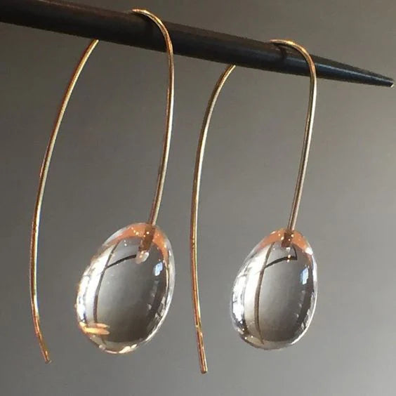 Antique Grey Crystal Earrings | Gold