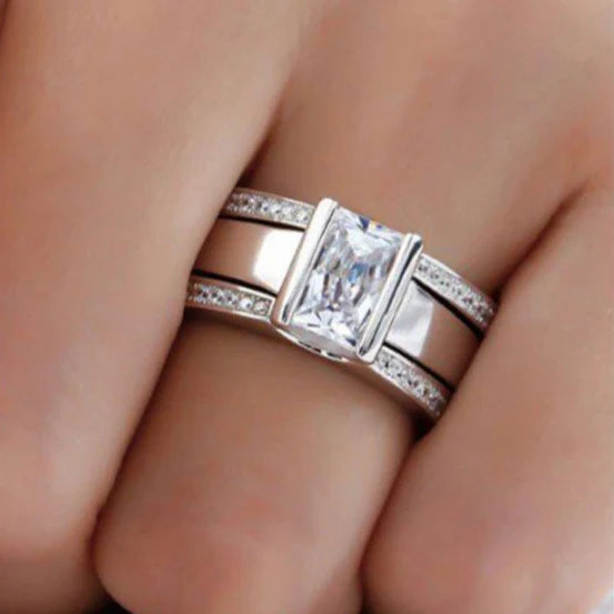 Antique Glass Inlaid Ring | White Gold