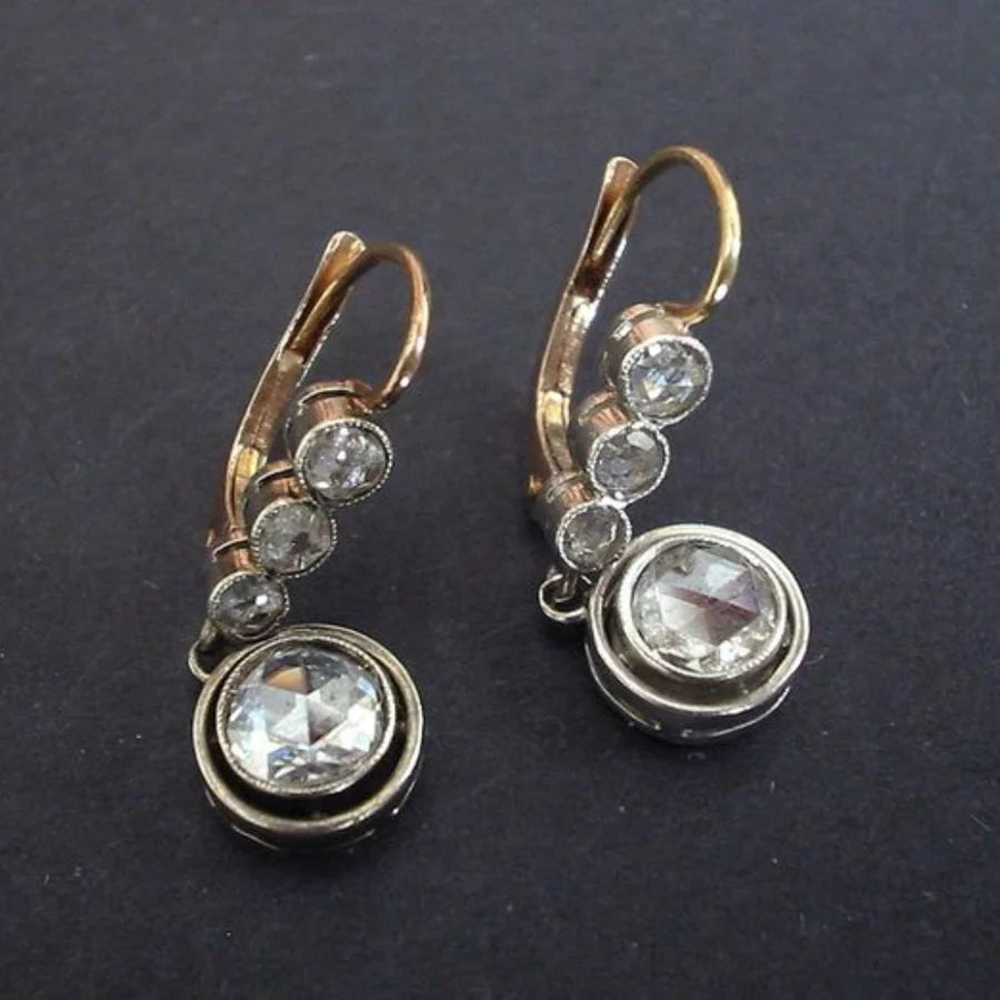 Antique zirconia earrings in gold | Gold