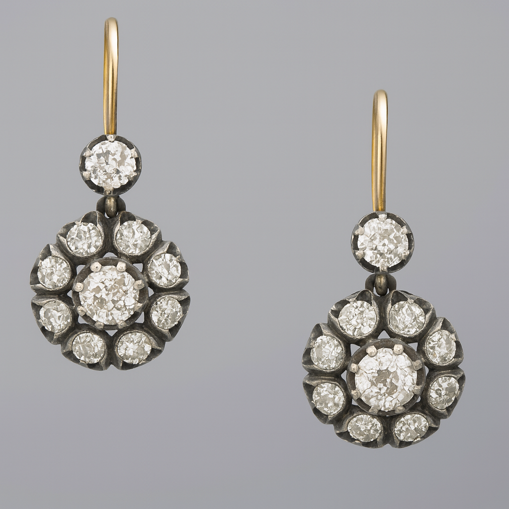 Vintage Hanging Earrings with Gemstones