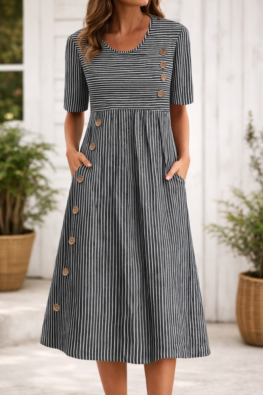 Vittoria™ | Midi Dress with Stripes in a Timeless Style