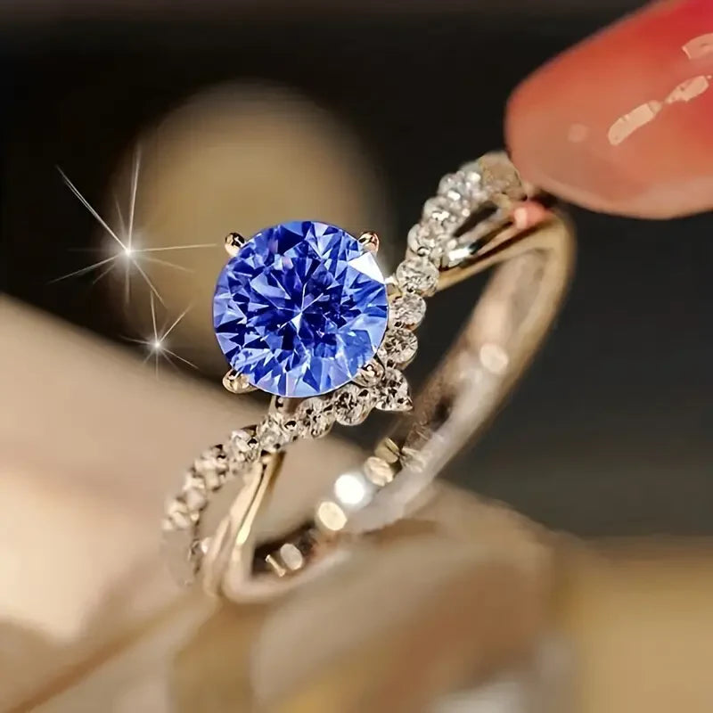 Exotic crystal blue ring | White gold