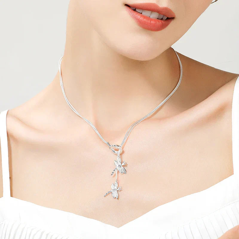 Necklace with Dragonfly Pendant in Sterling Silver