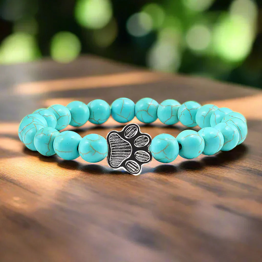Bracelet with Paw Prints, Adorned with Beads