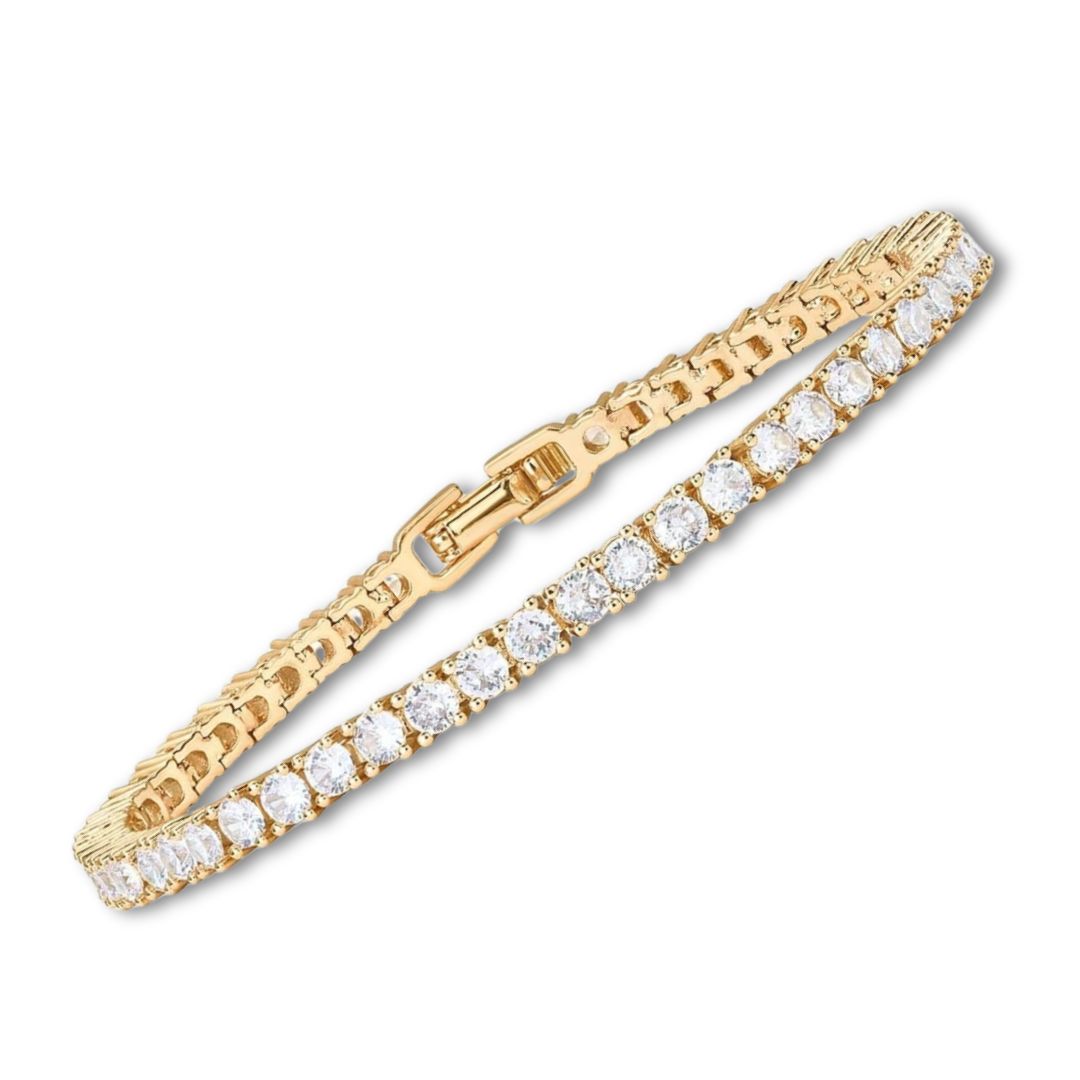 Gold tennis bracelet with moissanite