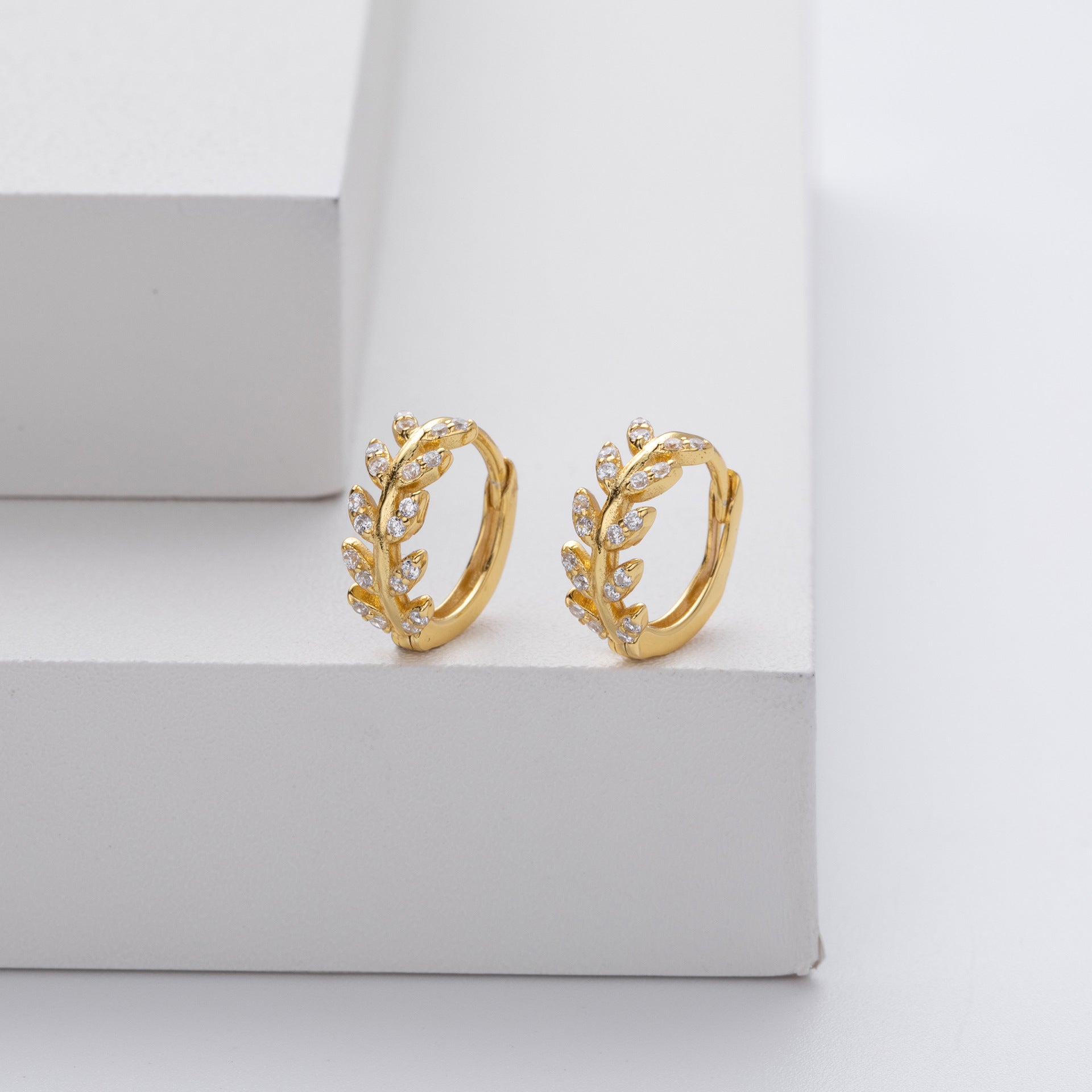 Leaf-shaped Silver Hoops