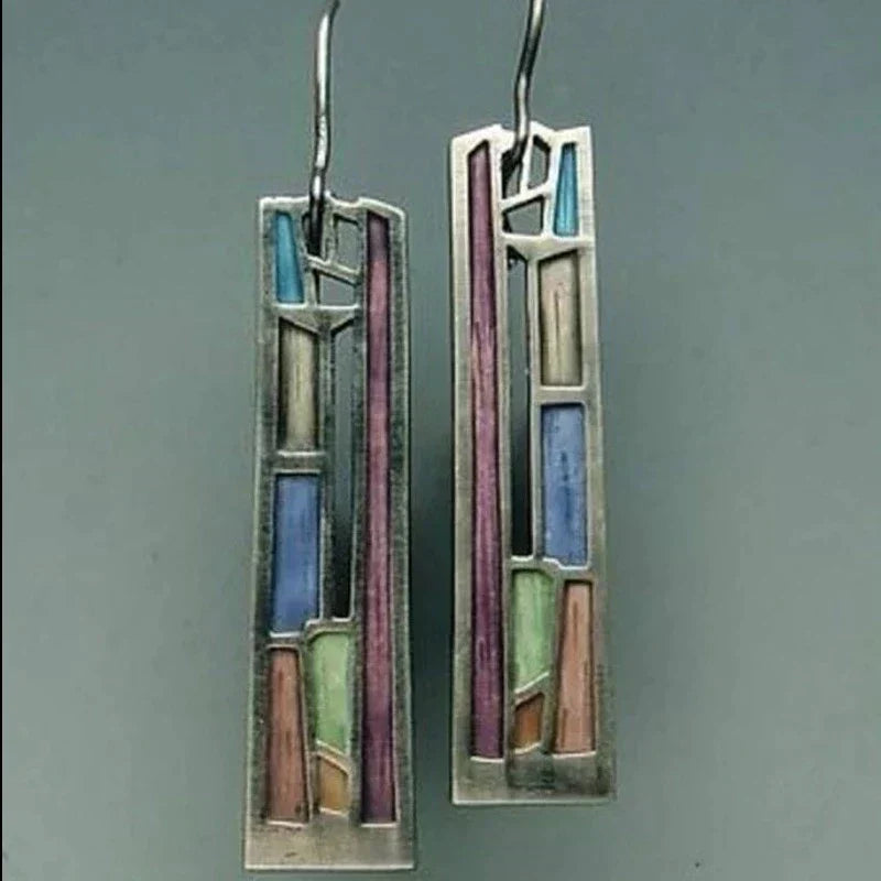 Vintage Earrings in Multicoloured Silver