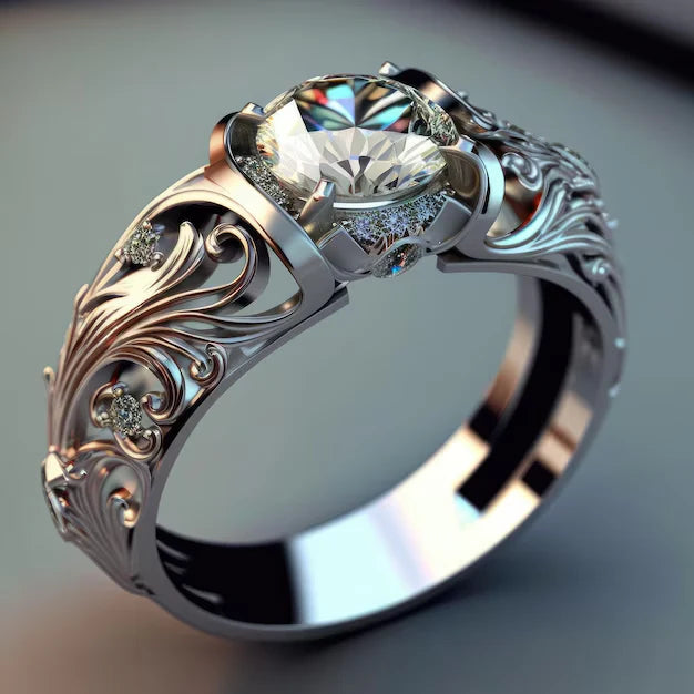 Beautiful crystal ring | White gold