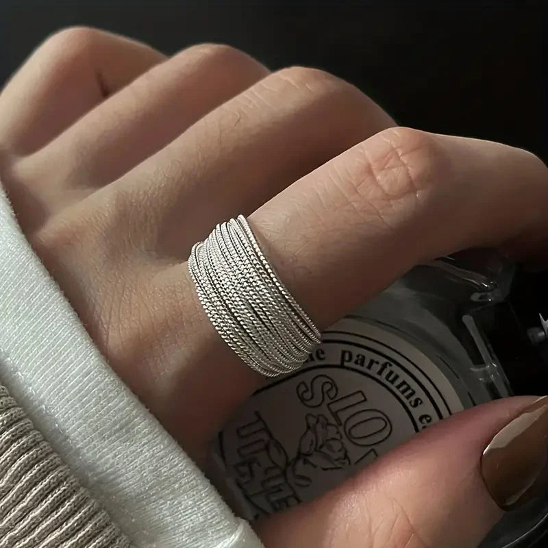 Layered Ring in Moon Veil | White Gold