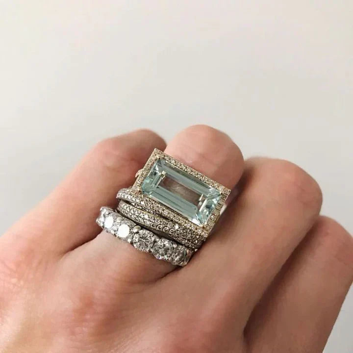 Ring set with turquoise relic | White gold
