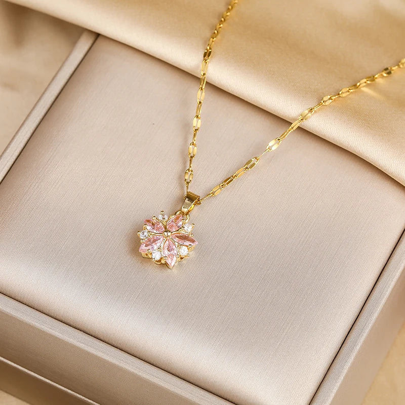 Sakura Rose Romantic Necklace in Silver