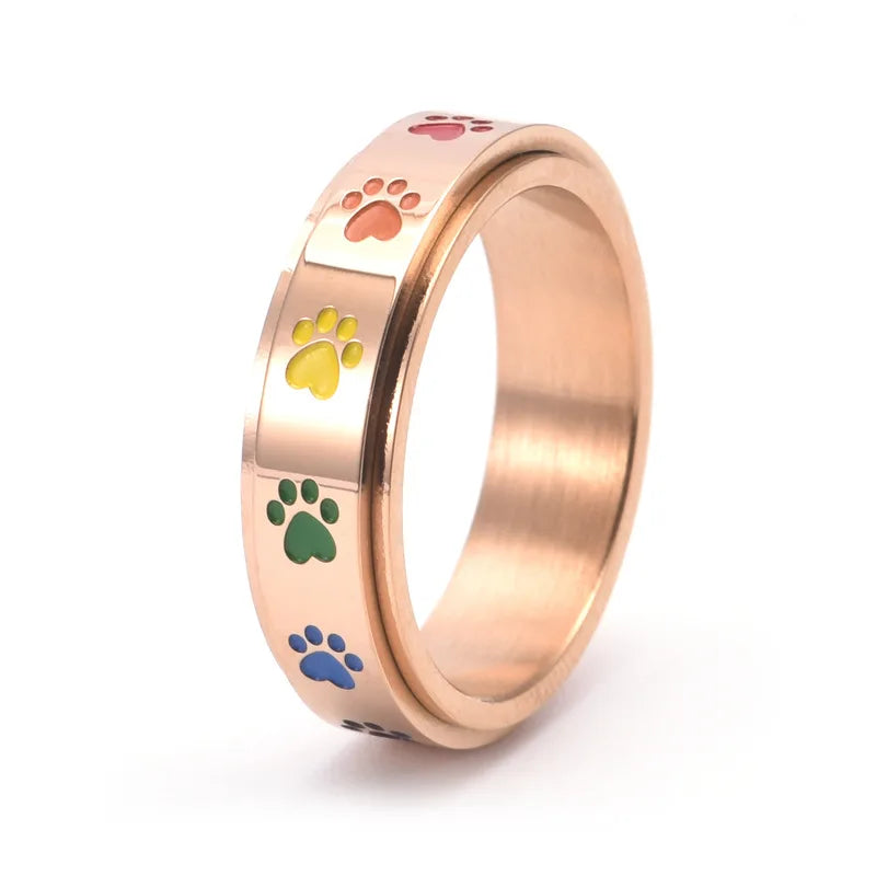 Rotating Paw-Shaped Stress Relief Ring