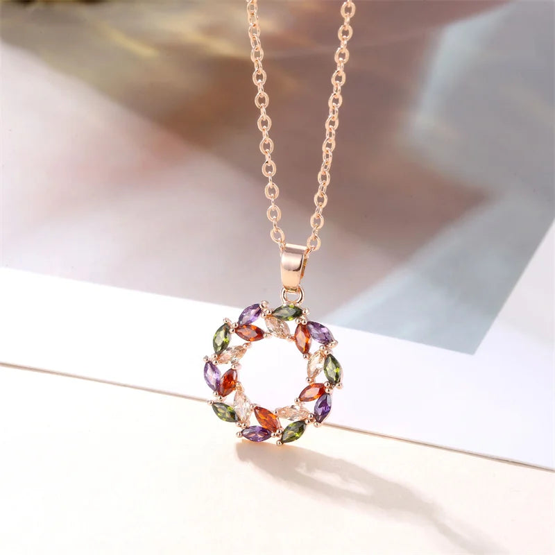 Necklace with Shiny Rainbow Pendant