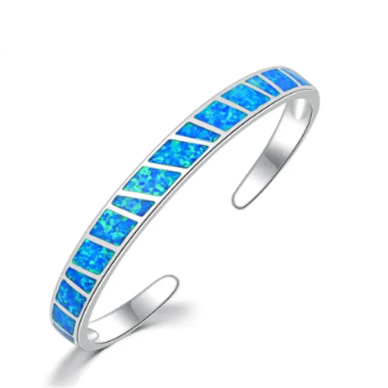 Adjustable Blue Fire Opal Bracelet in Silver