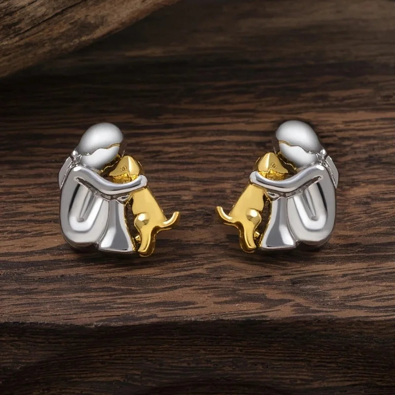 Two-Toned Silver and Gold Hug Earrings
