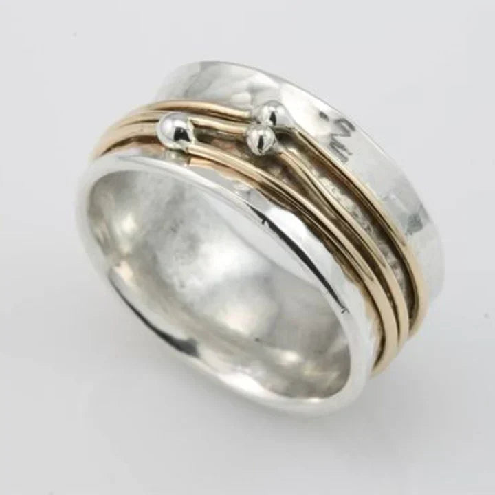 Vintage gold ring with silver layers | Mixed gold