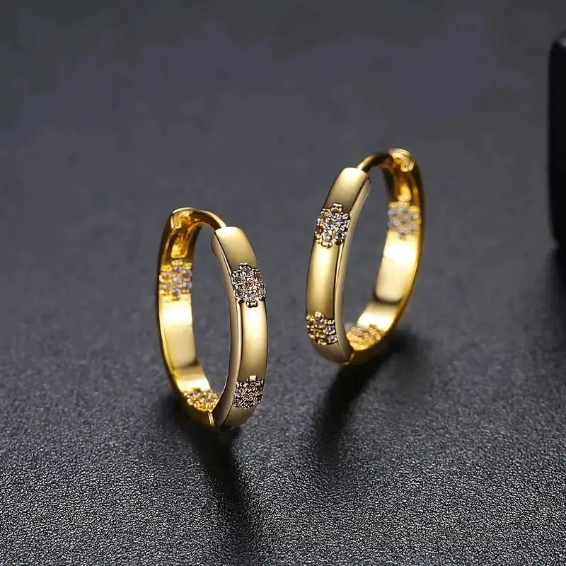 Vintage Earrings with Golden Flower Motif