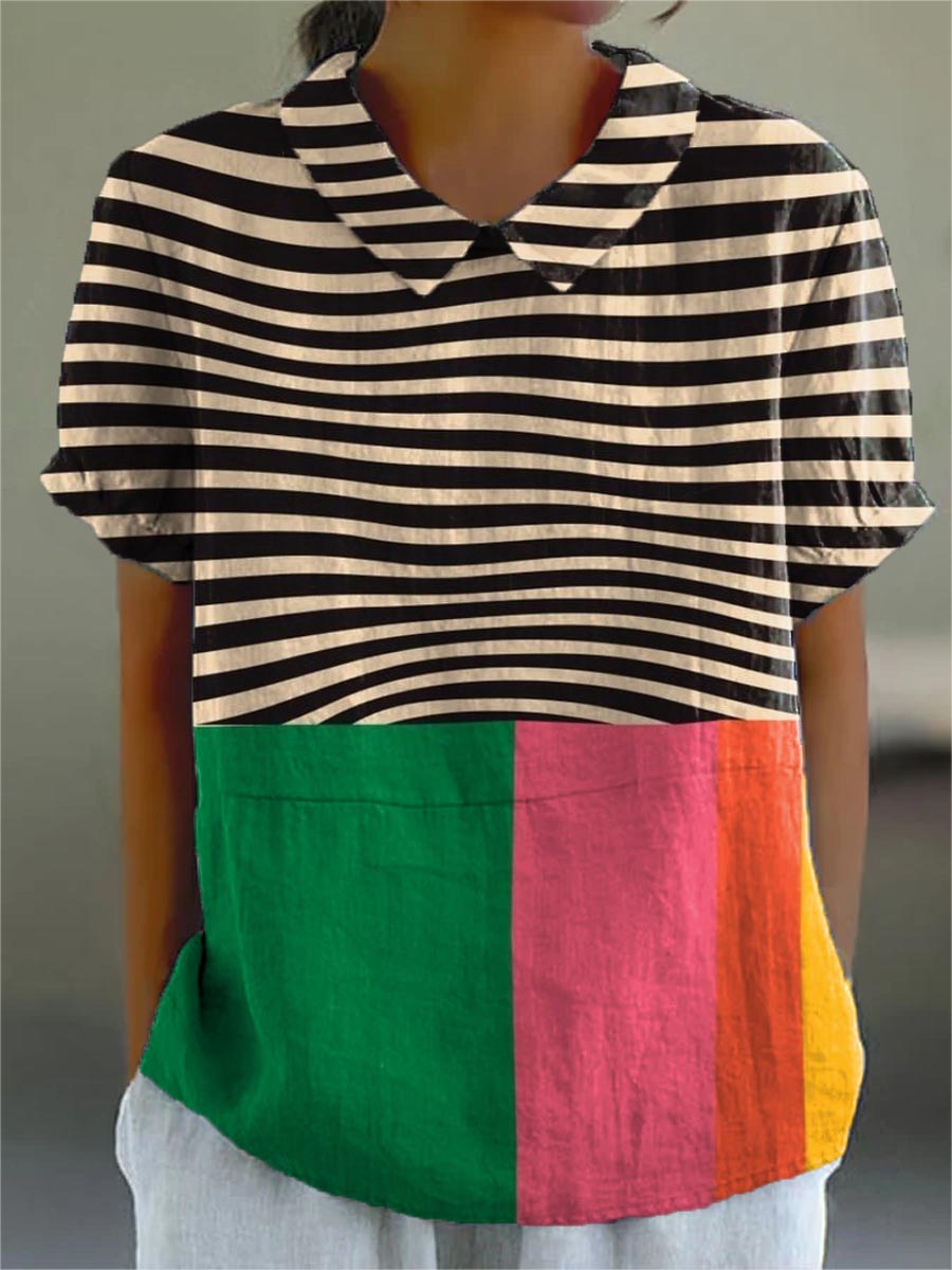 Eva | Vibrant Striped and Colour Block Shirt