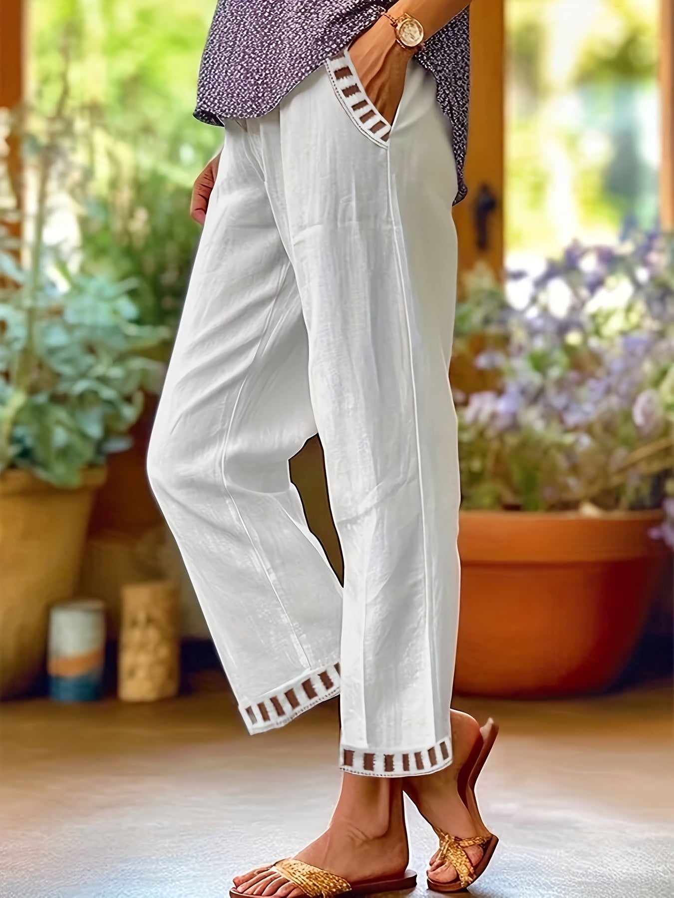 Wren™ Relaxed Cropped Trousers with Contrast Trim