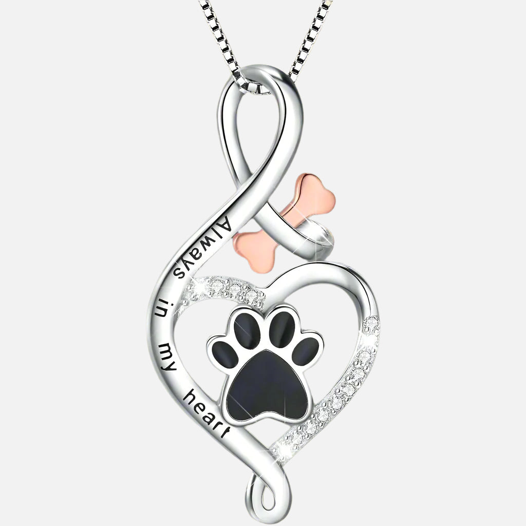 Lucky Paws Necklace with Heart, Bone, and Infinity Symbol