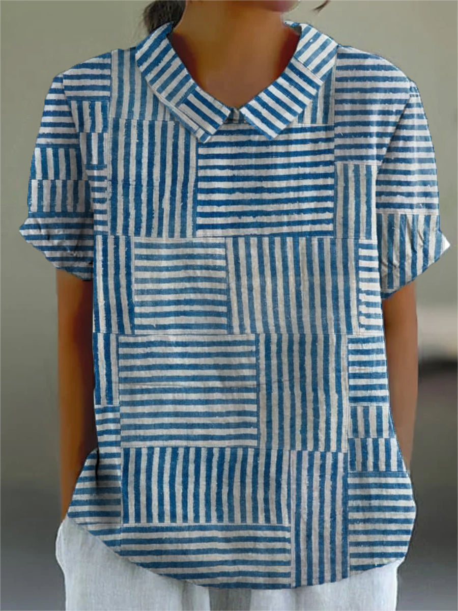 Amelia | Striped Shirt with Patches