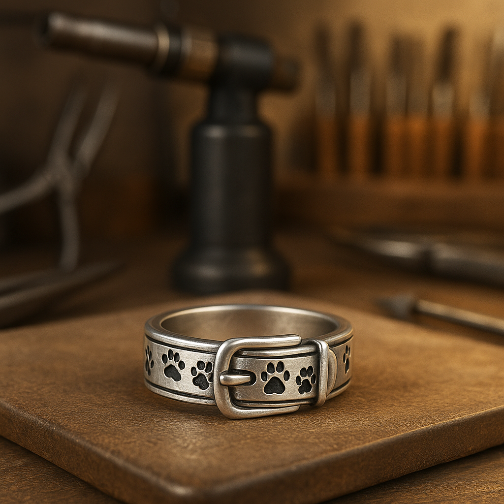 A Sweet and Elegant Collar Ring with Dog Motif