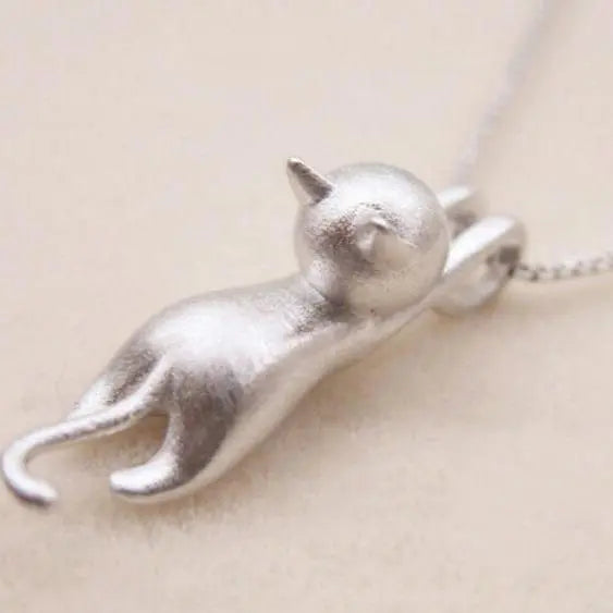 Playful Kitten Necklace in 925 Silver