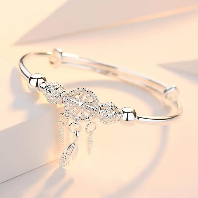 Silver dreamcatcher pendant bracelet