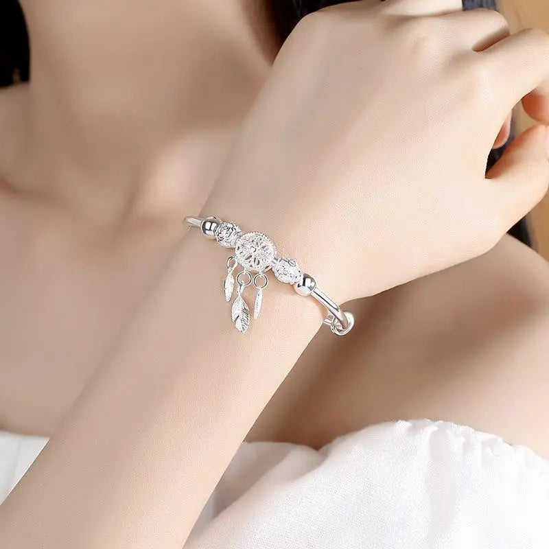 Silver dreamcatcher pendant bracelet