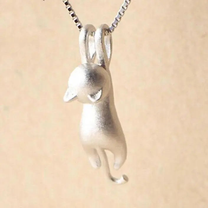 Playful Kitten Necklace in 925 Silver