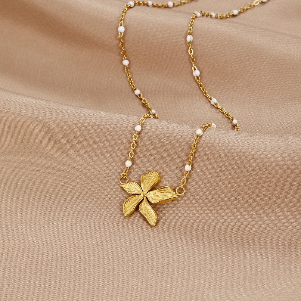Elegant Necklace with Golden Flower